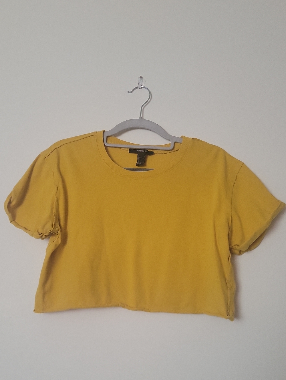 Forever 21 Yellow Cropped Crewneck Tee
